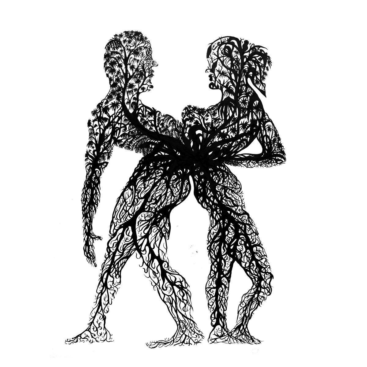 Rooted couple. Ink on paper.