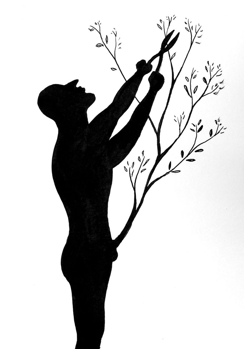 The gardener. Ink on paper.