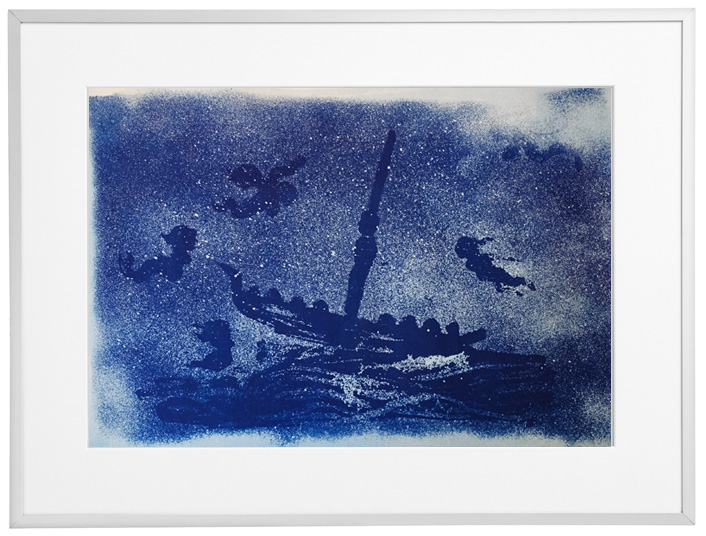 HOMER AND THE MERMAIDS. Cyanotype print.