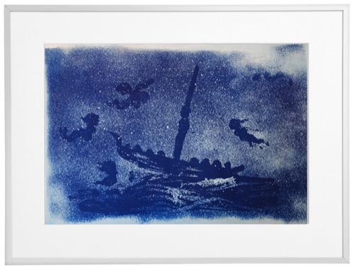 HOMER AND THE MERMAIDS. Cyanotype.