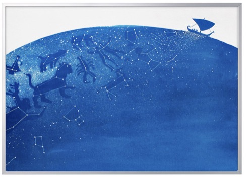 STELLAR NAVIGATION. Cyanotype.
