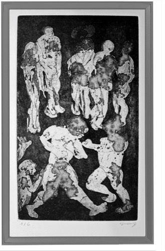 LA PELEA. Etching.
