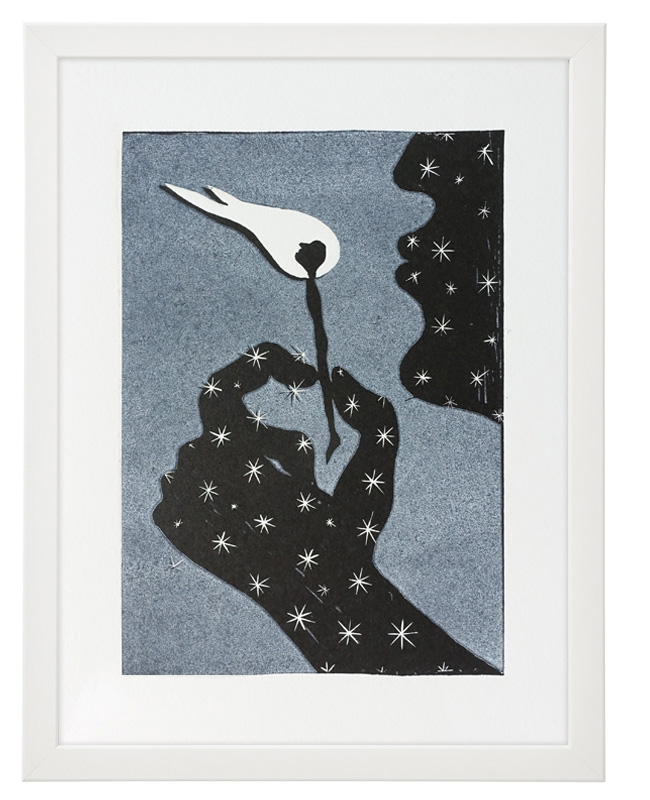 VANITAS. Linoprint: 2 colors.