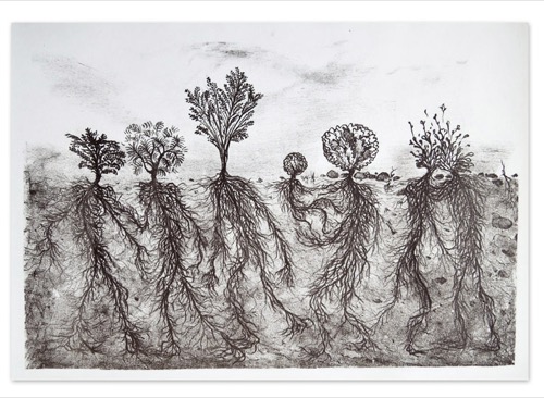 UNDERGROUND PEOPLE. Lithography.